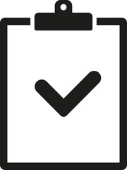 Clipboard with checklist icon. Vector. Flat design.