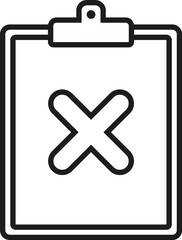 Obraz premium Clipboard with cross mark icon. Vector. Line style.