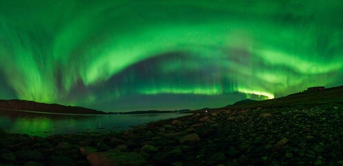 Obraz na płótnie Canvas Northern Lights also known as Aurora Borealis over Scandinavia in Northern Norway