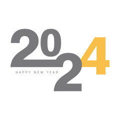 Happy New year 2024 text design.For brochure design template,card,banner,calendar.2024 concept.Vector illustration isolated on white background.