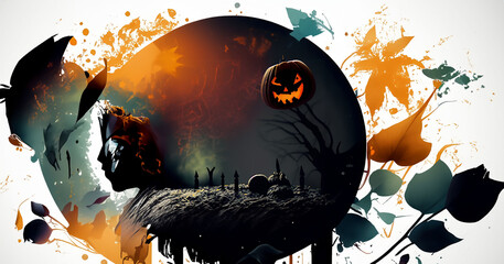 halloween background in vector style - obrazy, fototapety, plakaty