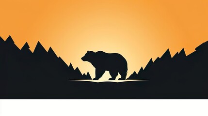 Vector illustration logo bear silhouette - obrazy, fototapety, plakaty