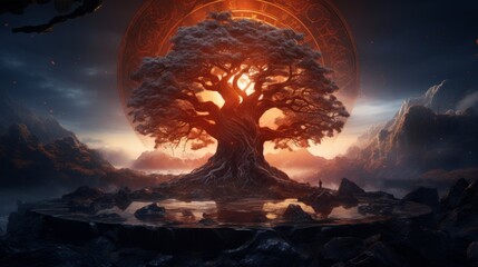 Yggdrasil - The nordic tree of live.generative ai
 - obrazy, fototapety, plakaty