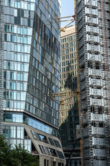 Großbaustelle von vier Hochhäusern im Frankfurter Bankenviertel
