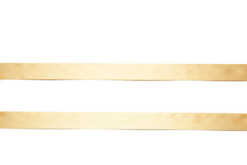 Golden satin ribbons isolated on white background