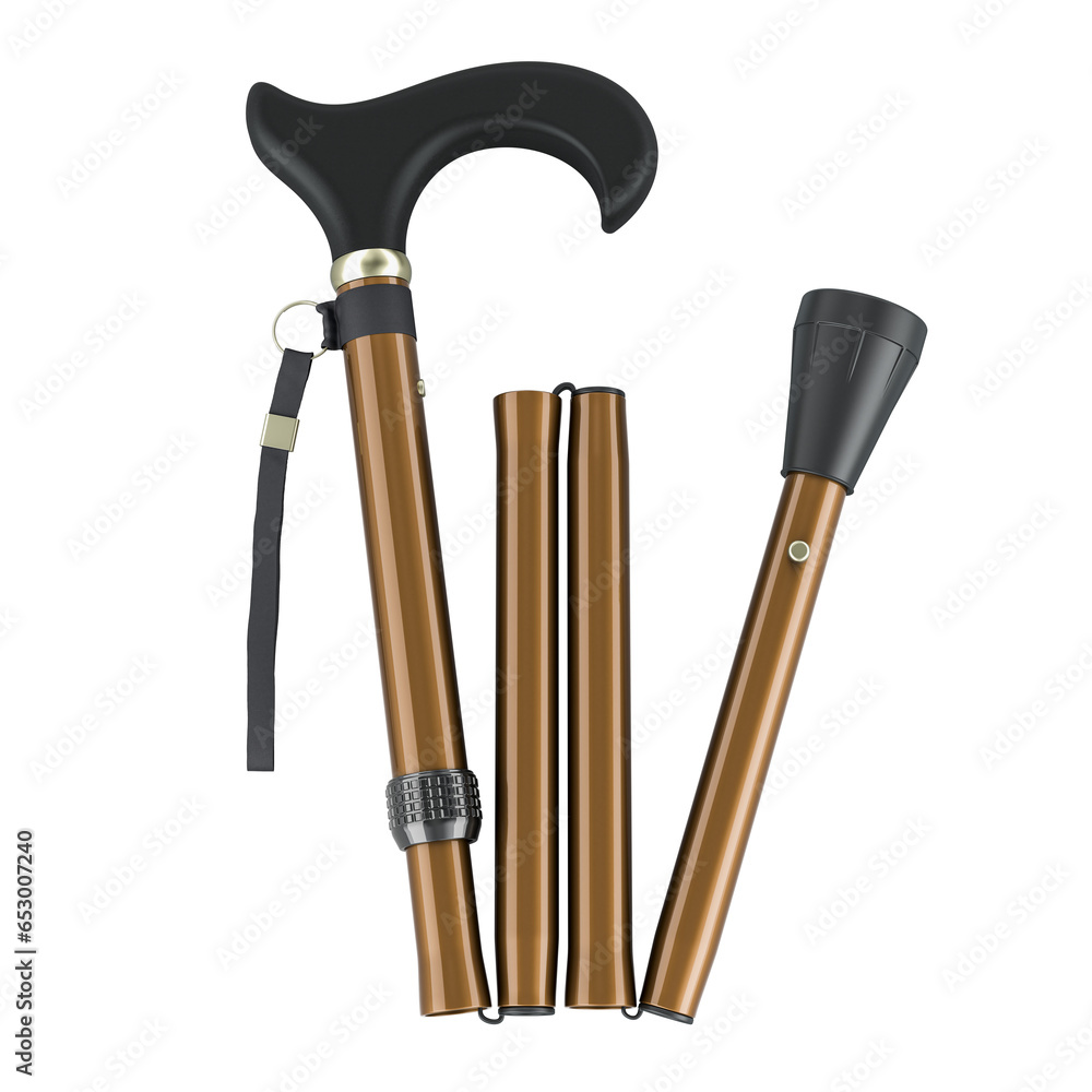 Poster height adjustable folding cane, walking stick with strap. telescopic shockproof walking stick, 3d re