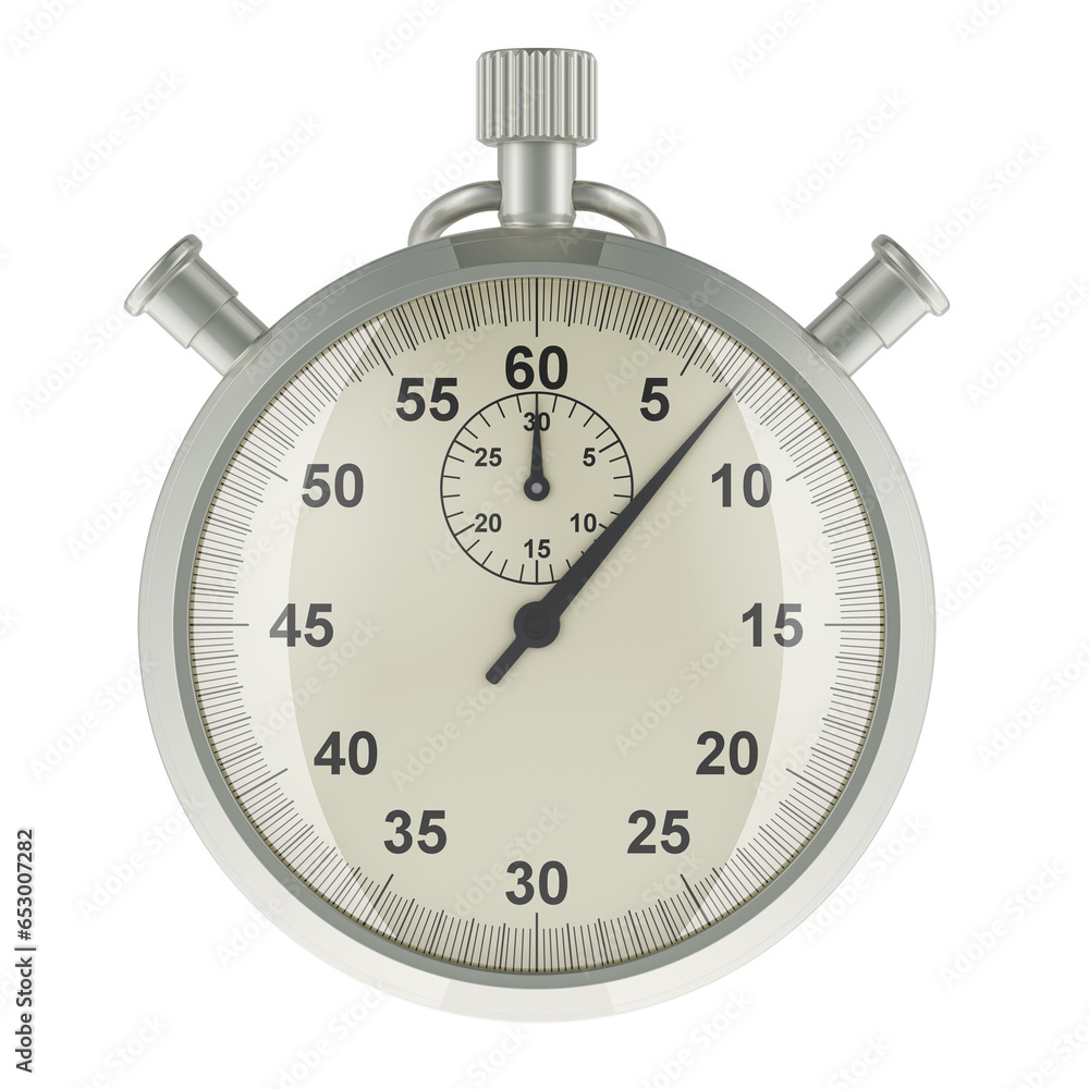 Poster silver stopwatch, 3d rendering isolated on transparent background