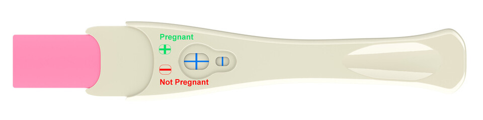 Pregnancy test, positive. 3D rendering isolated on transparent background