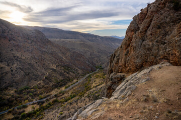 Autumn mountain landscape with colorful forest 
