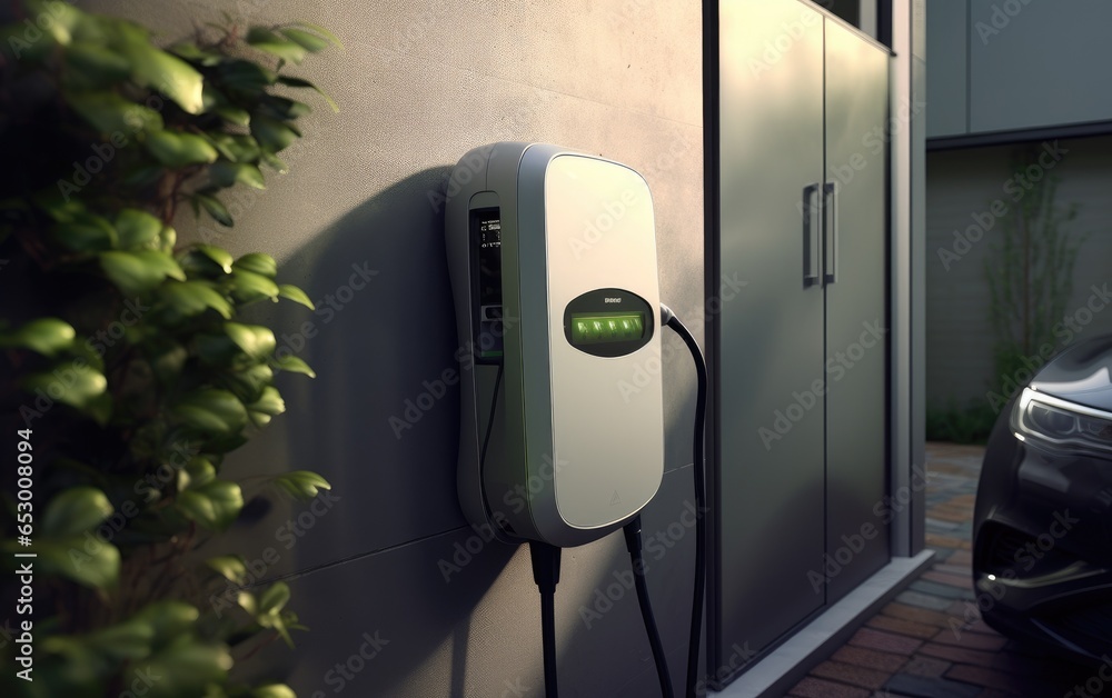 Wall mural modern home ev charger. generative ai