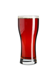 Glass of tasty kvass on white background