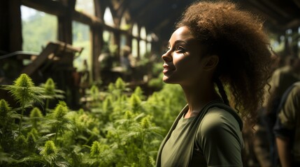 Aesthetic Elegance: Graceful Smiles, Fashion, and Nature's Serenade Surrounding a Youthful Woman in a Picturesque Park, generative AI