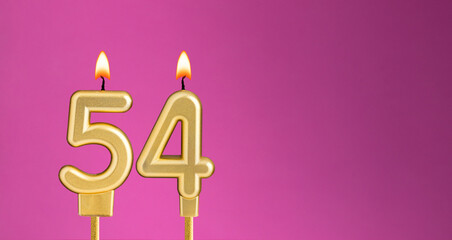 Candle number 54 in purple background - birthday card