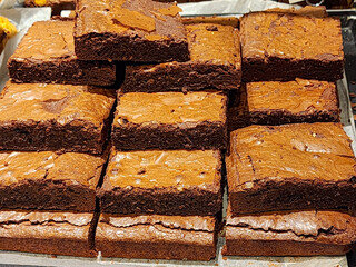 slices of cake on display in the shop