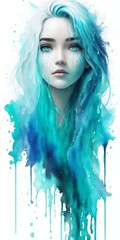 portrait of a woman blue paint silhouette