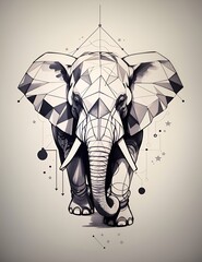 illustration of an elephant tattoo style