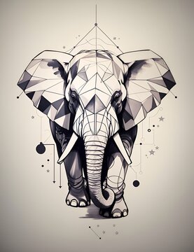 illustration of an elephant tattoo style
