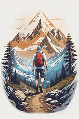 hiking man illustration