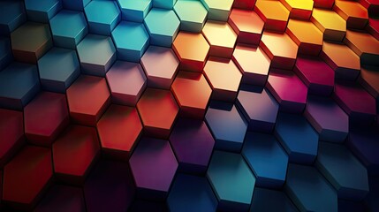 modern symmetrical hexagon arrangement with gradient color for wallpaper or background - obrazy, fototapety, plakaty