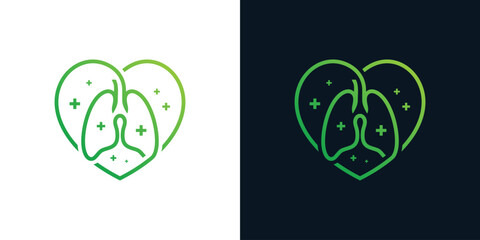 Lung logo design element with heart design graphic vector illustration. Symbol, icon, creative.