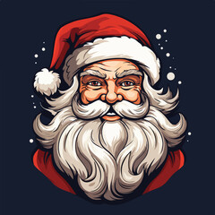 Vector Christmas Santa Clause Head Icon Illustration. Generative AI.