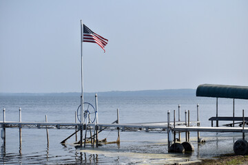 US flag on Lake Osakis