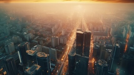 Captivating Urban Vistas: Enchanting Skyline Views at Dusk in Vibrant Cities, generative AI