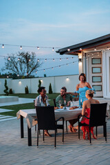 Friends talking during diner get-together