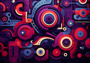 Obraz premium Harmonious Geometry Ballet Abstract Colorful Symphony Chasing Lines of Color Abstract Geometric Kaleidoscope