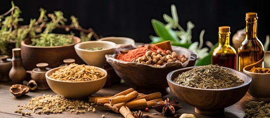 Traditional Chinese medicine incorporating herbal remedies acupuncture and cultural health practices - obrazy, fototapety, plakaty