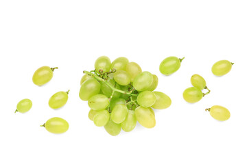 Sweet green grapes on white background
