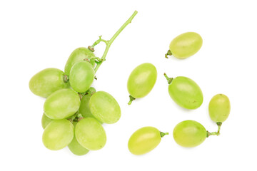 Sweet green grapes on white background