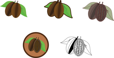 カカオのベクターイラストセット