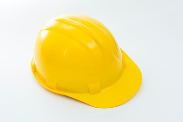 Yellow safety helmet isolated on white background.