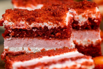 close up strawberry sweets and desserts, strawberry cake