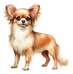 Watercolor Chihuahua dog puppy illustration isolated.