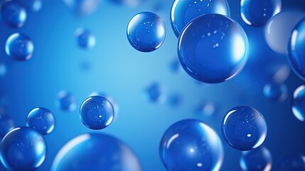 Realistic blue molecules spheres isolated background. AI generated image - obrazy, fototapety, plakaty