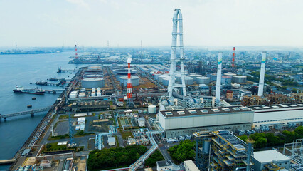 火力発電所　空撮