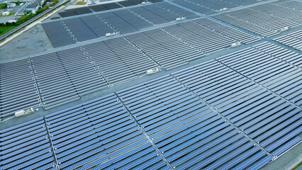 Solar power plant aerial view.