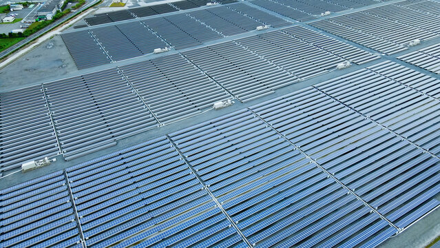 Solar power plant aerial view.