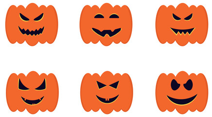 Collection of pumpkins with different face expression
