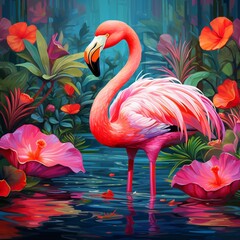 flamingo illustration art design - obrazy, fototapety, plakaty