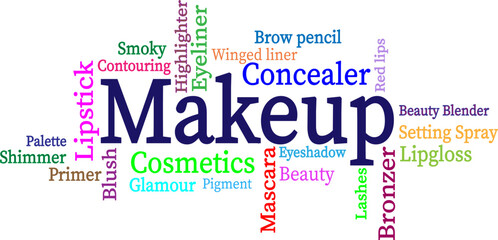 Makeup word cloud . Vector illustration
