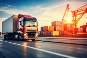 truck, freight transportation, logistics services - obrazy, fototapety, plakaty