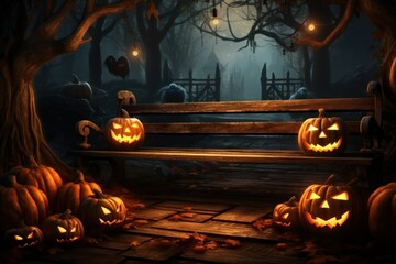 Eerie Glow: Jack O' Lanterns in the Spooky Forest

