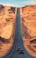 highway in the desert, up to sky