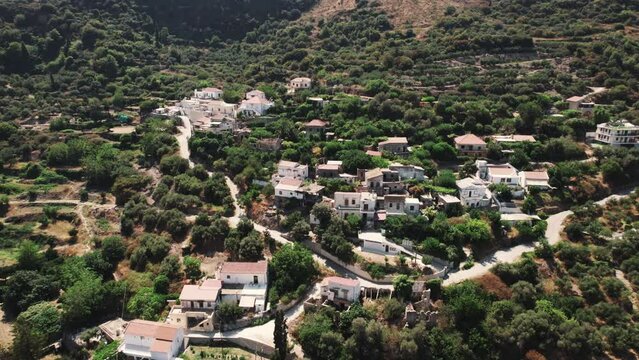 Topolia village in Crete, Greece, drone view. High quality 4k footage