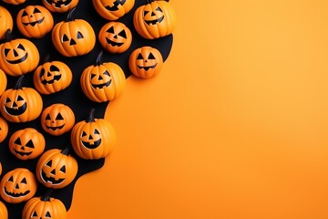 Spooktacular Halloween Decorations on Orange Background
