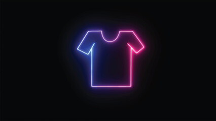 Icon of a neon t-shirt. A cloth object is illustrated in a vector.