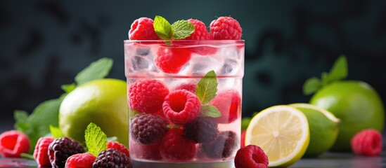 Berry and lime infused drink on a vibrant backdrop